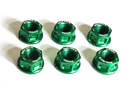 Buy green Evotech Aluminium M10 Sprocket Nut 10mm x 1.25mm (6 Pack)