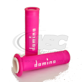 Buy pink-and-white Domino A010 Dual Density Racing Grips - Choice of Colour