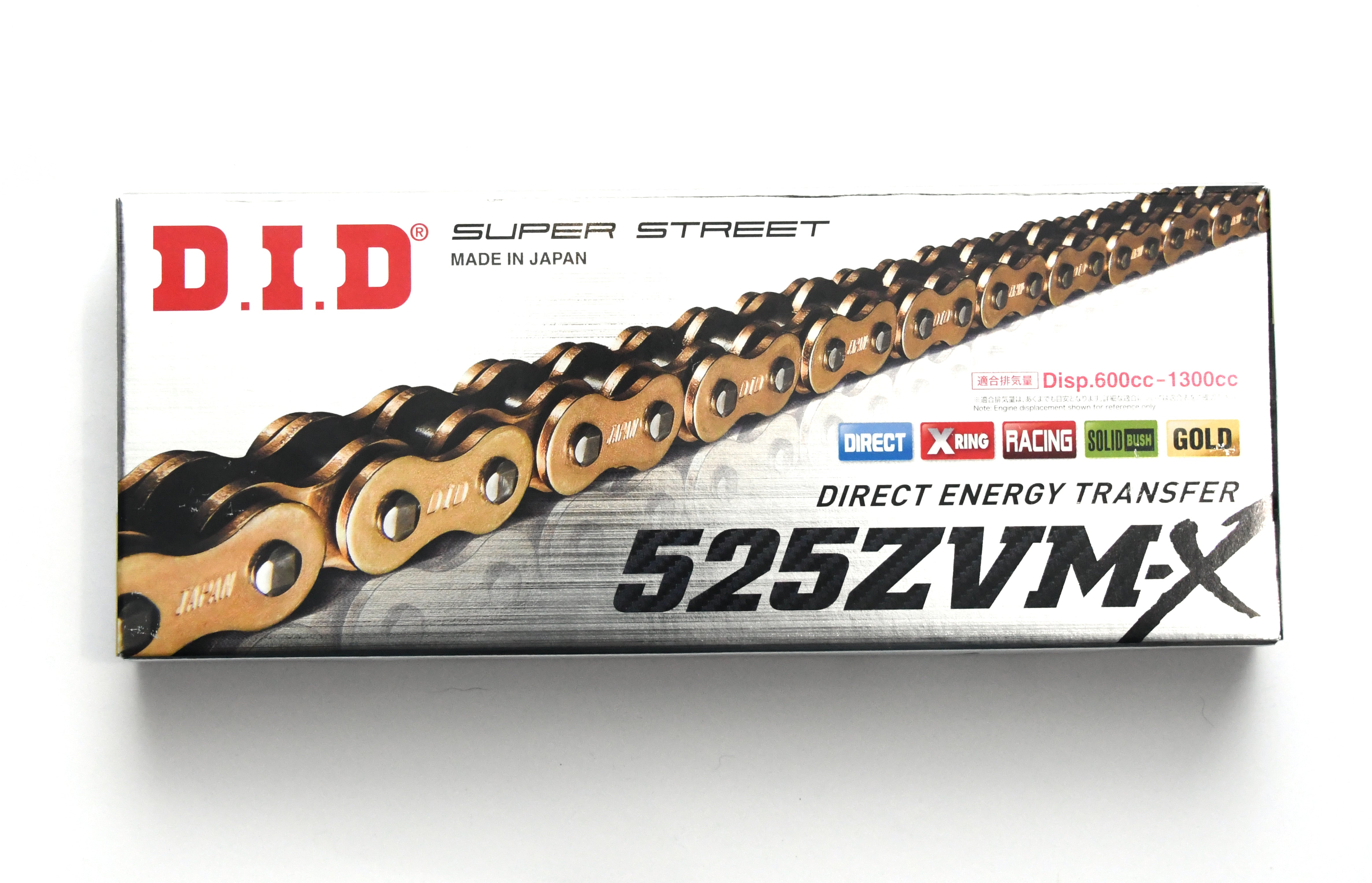 DID 525 ZVMX Super Street Extra Heavy Duty Chain 108 Links - Gold