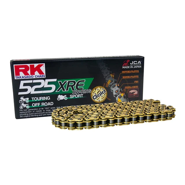 Buy gold RK 525 XRE XW-Ring Chain 120 Links 400-1000cc - Choice of Colour