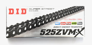 DID 525 ZVMX Super Street Extra Heavy Duty 112 Link Chain Black *Grade A*