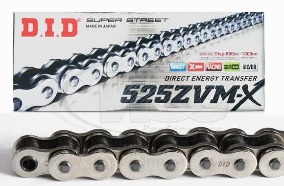 DID 525 ZVM-X Super Street Extra Heavy Duty Chain 124 Links - Choice of Colour - Up to 1300cc