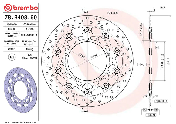 Brembo Serie Oro Brake Discs 78.B408.60 - Pair