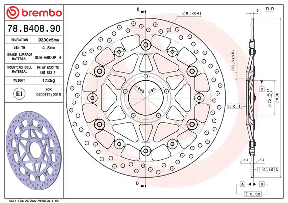 Brembo Serie Oro Floating Brake Discs 78.B408.90 - Pair