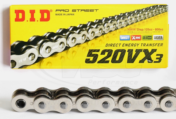 DID 520 VX Pro Street Heavy Duty Chain 110 Links - Choice of Colour - Up to 800cc