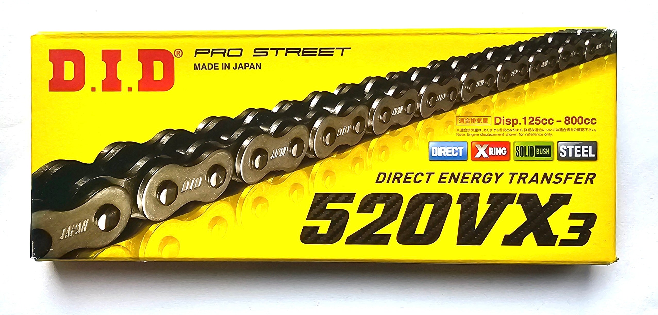 DID 520 VX Pro Street Heavy Duty Chain 118 Links - Choice of Colour - Up to 800cc
