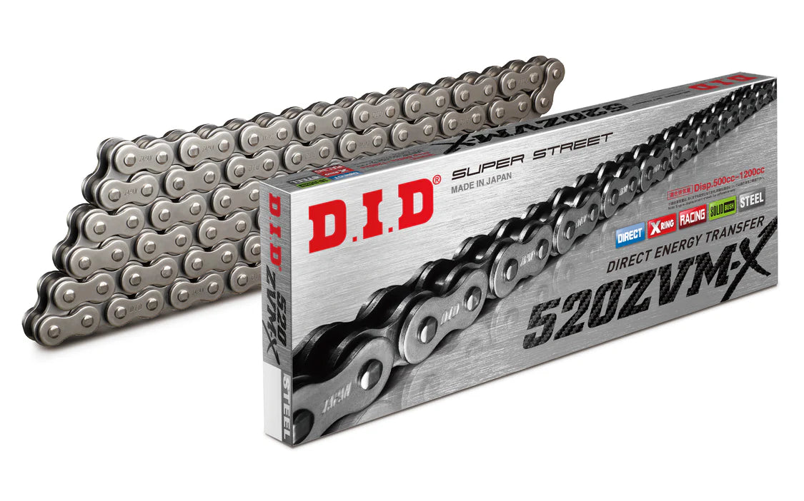 DID 520 ZVMX Super Street Extra Heavy Duty Chain 114 Links - Choice of Colour