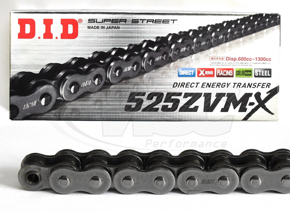 DID 525 ZVM-X Super Street Extra Heavy Duty Chain 124 Links - Choice of Colour - Up to 1300cc