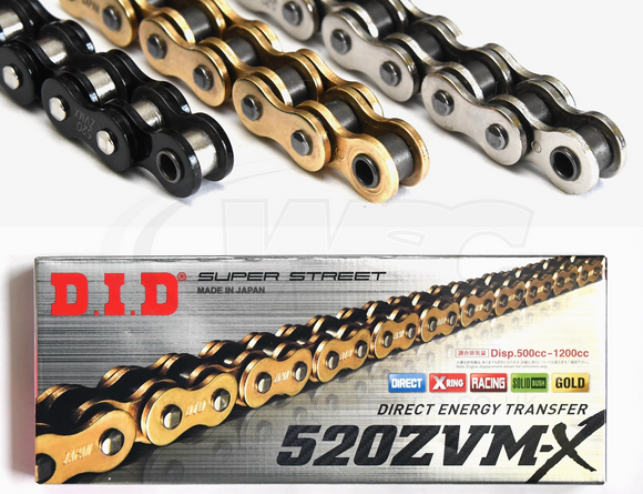 DID 520 ZVM-X Super Street Extra Heavy Duty Chain - Choice of Length and Colour - Up to 1200cc