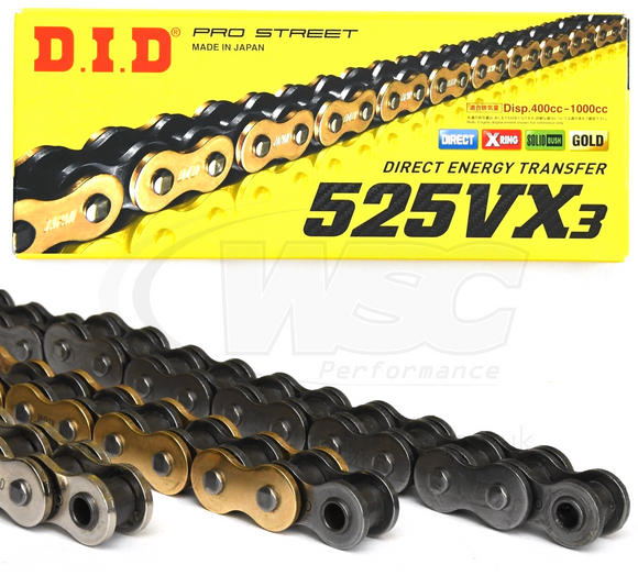 DID 525 VX Pro Street Heavy Duty Chain 110 Links - Choice of Colour