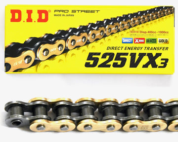 Buy gold DID 525 VX Pro Street Heavy Duty Chain - Choice of Size and Colour
