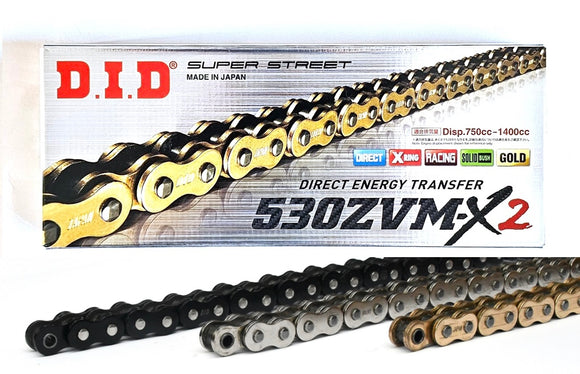DID 530 ZVMX Super Street Extra Heavy Duty 108 Link Chain - Choice of Colour