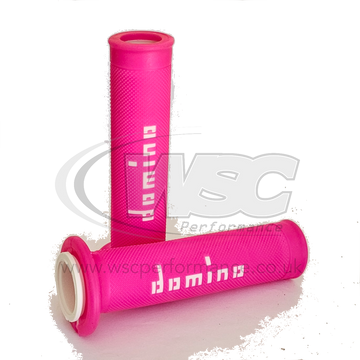 Buy pink-and-white Domino A010 Dual Density Racing Grips - Choice of Colour