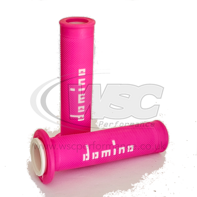 Buy pink-and-white Domino A010 Dual Density Racing Grips - Choice of Colour