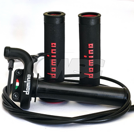 Domino Black KRR 03 Quick Action Throttle With A010 Grips and Domino Universal Cable Kit 5432.96