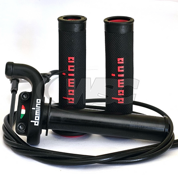 Domino Black KRR 03 Quick Action Throttle With A010 Grips and Domino Universal Cable Kit 5432.96