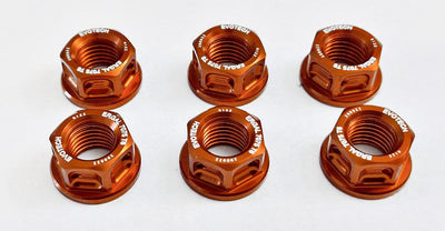 Buy orange Evotech Aluminium M10 Sprocket Nut 10mm x 1.00mm (6 Pack)