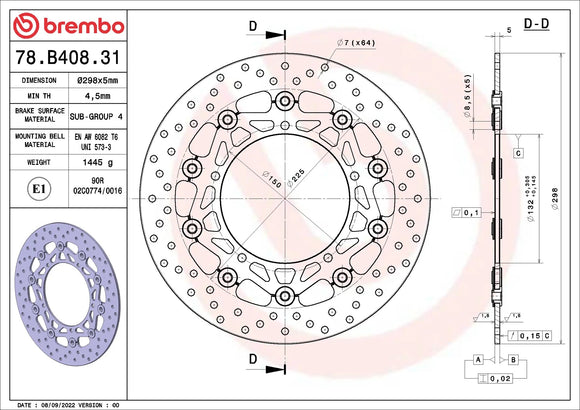 Brembo Serie Oro Floating Front Brake Discs 78.B408.31 - PAIR