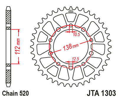 JT Racelite Aluminium Racing Sprocket JTA1303.41 - 520 Conversion