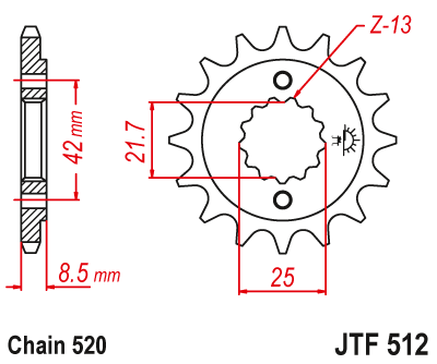 JT Steel Front Sprocket JTF512.15 - 520 Conversion