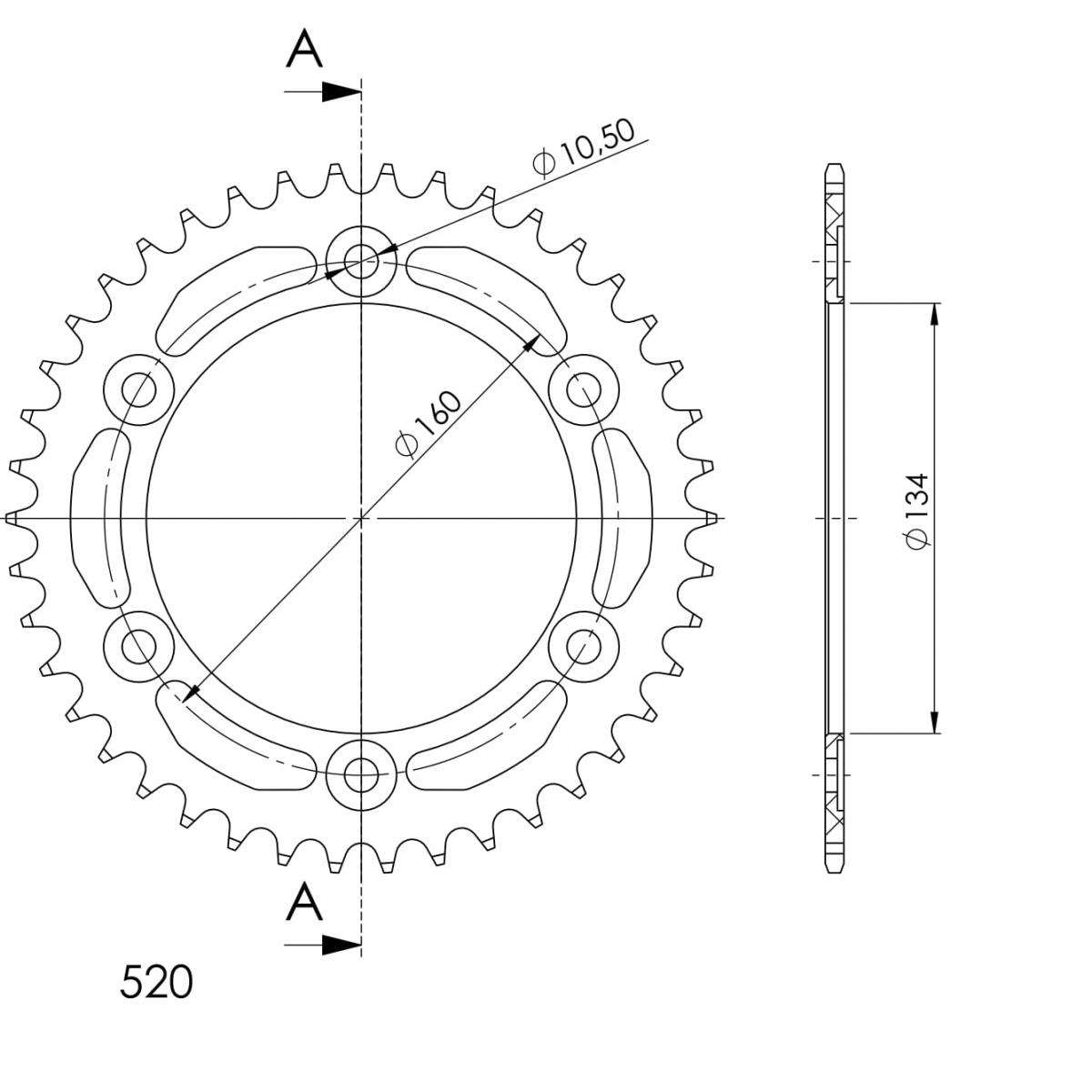 Supersprox Aluminium Rear Sprocket RAL-1308:40 - 520 Conversion