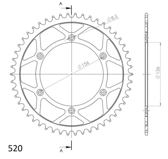 Supersprox Aluminium Rear Sprocket RAL-1512:50