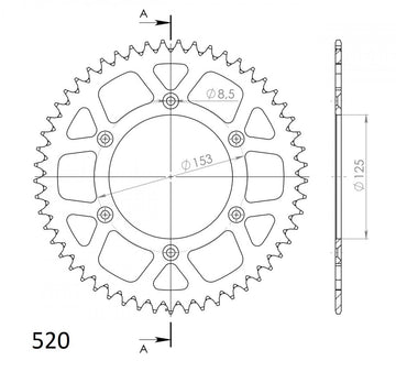 Buy black Supersprox Aluminim 520 Pitch Rear Sprocket RAL-210:49