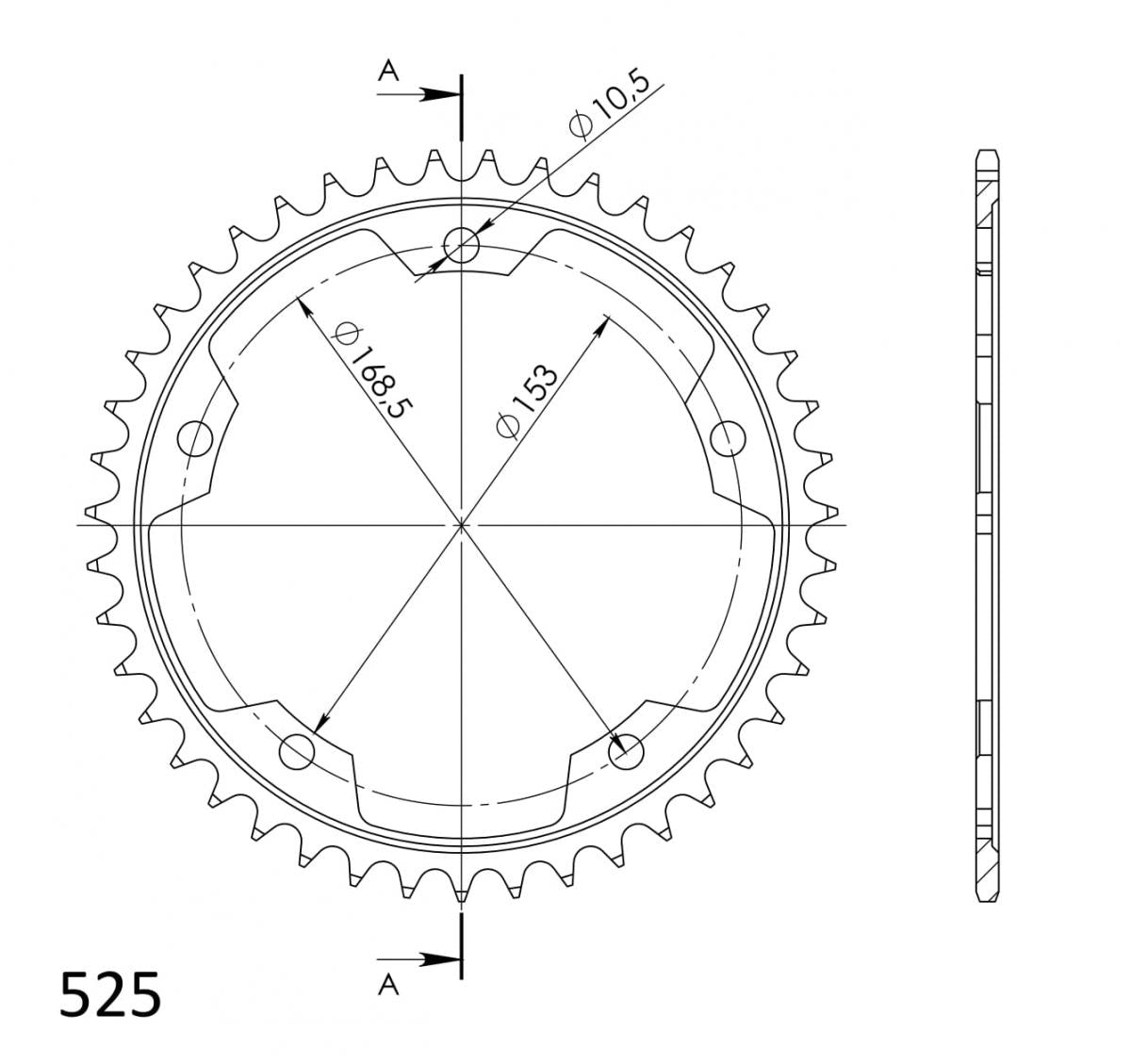 Supersprox Racing Steel Rear Sprocket RFE-795:44-BLK