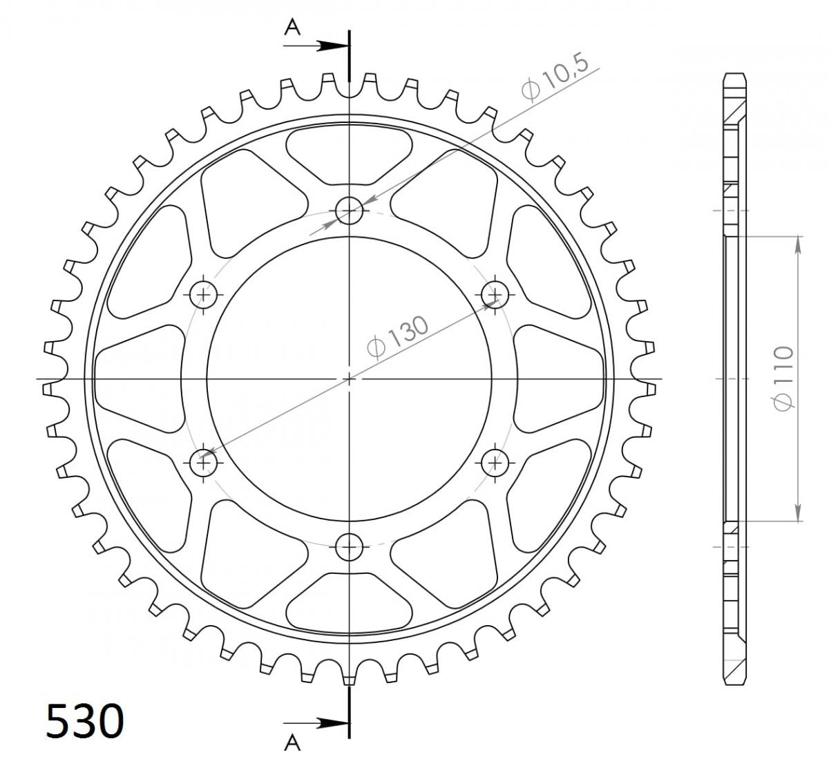 Supersprox 47T Steel Rear Sprocket RFE-479:47-BLK - Standard - 0