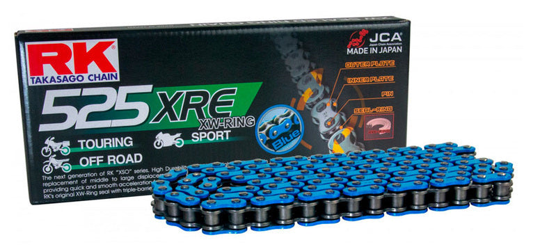 RK 525 XRE XW-Ring Chain 118 Links Choice of Colour - Recommended 400-1000cc