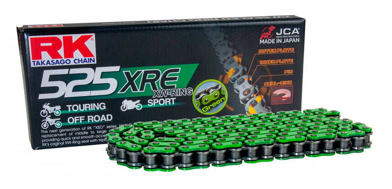 Buy green RK 525 XRE XW-Ring Chain 112 Links Choice of Colour - Recommended 400-1000cc