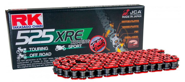 Buy red RK 525 XRE XW-Ring Chain 120 Links 400-1000cc - Choice of Colour
