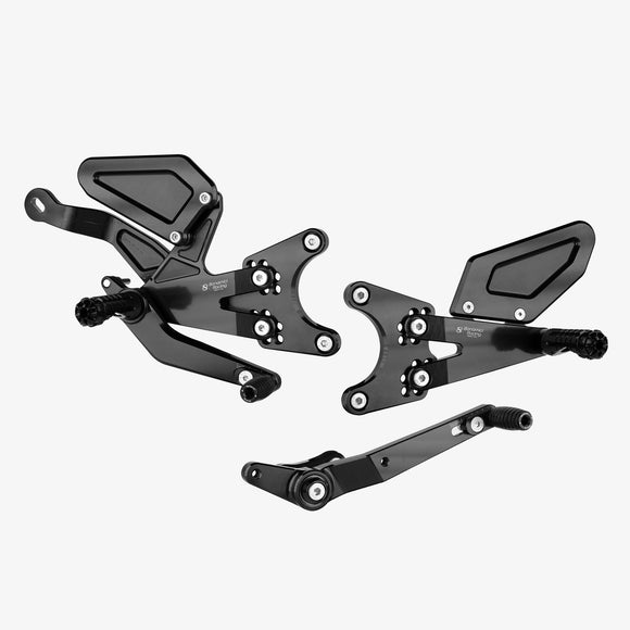 Bonamici Adjustable Rearsets - Yamaha YZF-R1 2015-2022 with OEM Akropovic Exhaust Adaptor Y011A