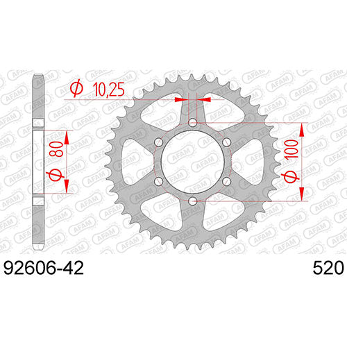 AFAM Steel Rear Sprocket 92606-42 - Black