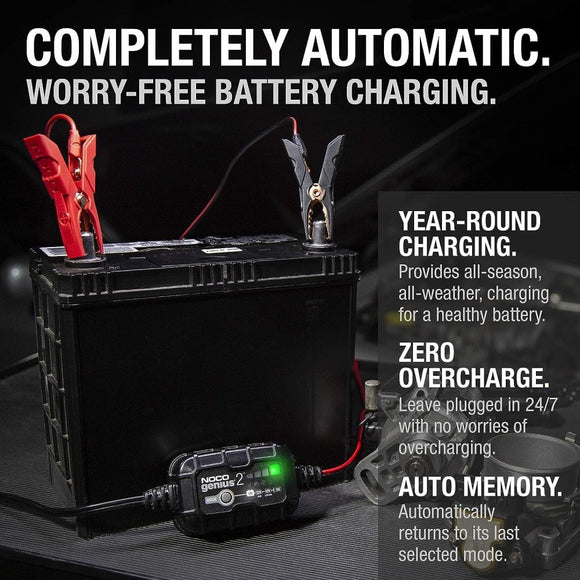 NOCO 6/12V Genius 2 Smart Battery Charger and Maintainer 2A