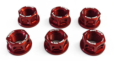 Buy red Evotech Aluminium M10 Sprocket Nut 10mm x 1.00mm (6 Pack)
