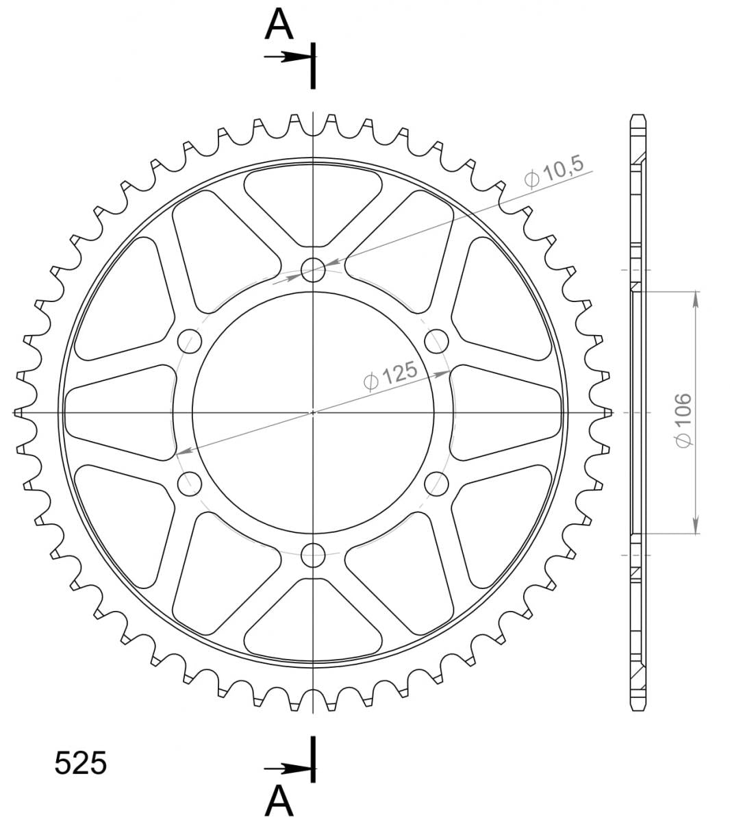Supersprox Racing Steel Rear Sprocket RFE-2012:50-BLK