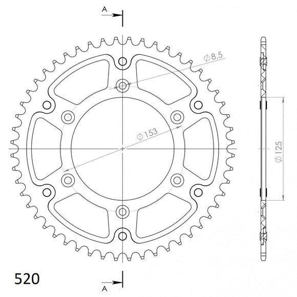 Supersprox Stealth 520 Pitch Rear Sprocket RST-210:50-BLK