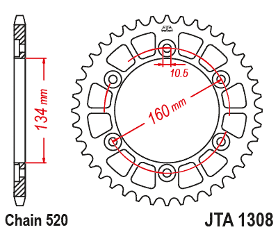 JT Racelite 46T Aluminium Racing Sprocket JTA1308.46 - 520 Conversion