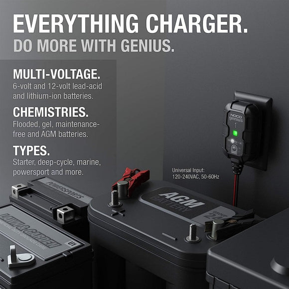 NOCO 6/12V Genius 1 Smart Battery Charger 1A