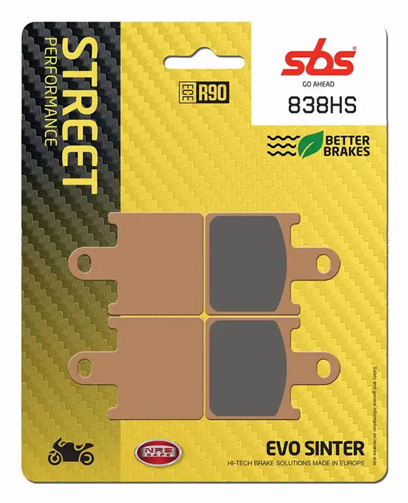 SBS 838HS Street Sinter Brake Pads (Full Front Set - 2 Packs