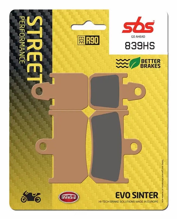 SBS 839HS Street Sinter Brake Pads (Full Front Set - 2 Packs)