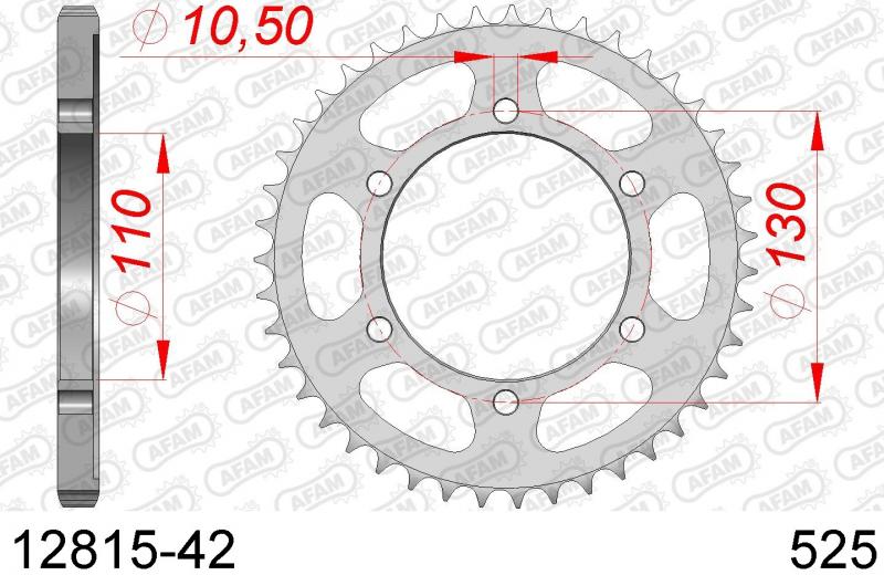 AFAM Steel Sprocket 12815-42 - Silver (525) - 0