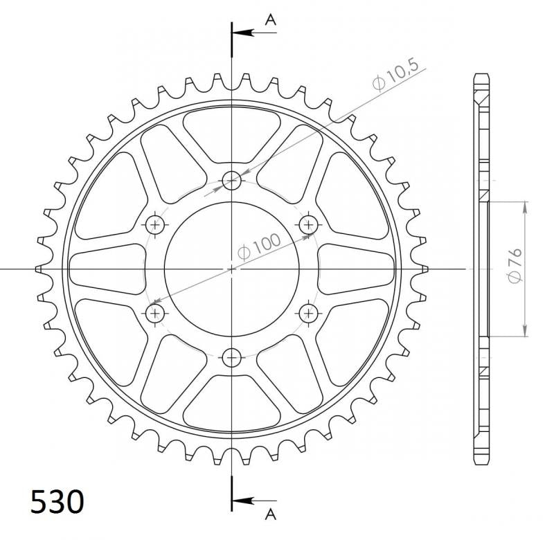 Supersprox Steel Rear Sprocket RFE-816:42BLK - Black