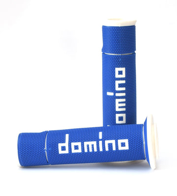 Buy blue-white Domino A450 Road Racing grips - Medium Soft - Choice of Colour