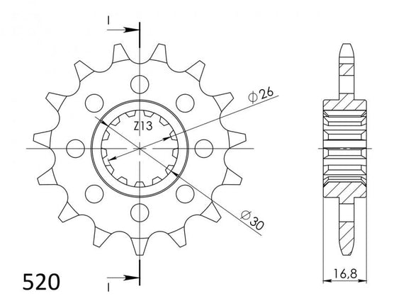 Supersprox Steel Front Sprocket CST-1269:16 - 520 Conversion