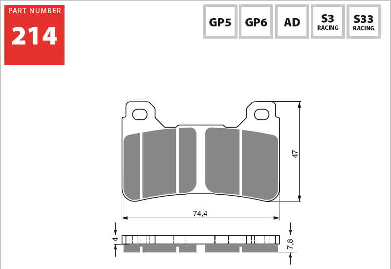 Goldfren Sintered Racing Brake Pads GPR 214 - 0