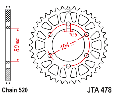 JT Racelite 42T Aluminium Racing Sprocket JTA478.42 - 520 Conversion