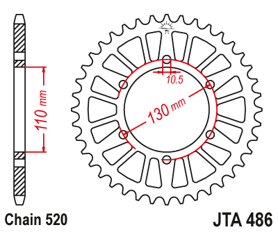 JT Racelite Aluminium Racing Sprocket JTA486.45 - 520 Conversion - Standard Gearing