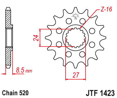 JT Front Steel Sprocket JTF1423.17 - 520 Conversion